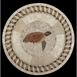Turtle with Illusion Border Mosaic Table Top