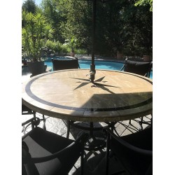 Absolute Compass Mosaic Table Top - Round - 72" Round Patio Dining Table