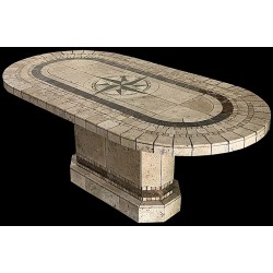 Compass Racetrack Oval Stone Tile Dining Table