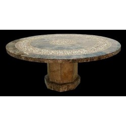 Roma Mosaic Stone Tile Dining Table Base - Shown with Optional Mosaic Table Top