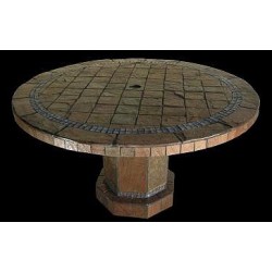 Roma Mosaic Stone Tile Chat Table Base - Shown with Optional Mosaic Table Top