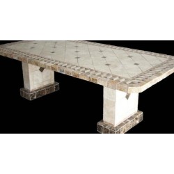 Pompeii Mosaic Stone Tile Dining Table Base Set - Shown with Optional Mosaic Table Top