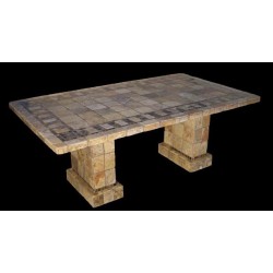 Pompeii Mosaic Stone Tile Dining Table Base Set - Shown with Optional Mosaic Table Top