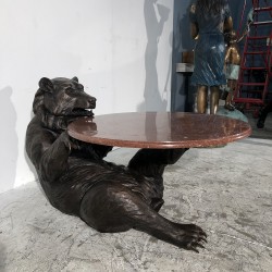 Bronze Bear Coffee Table Base with marble top