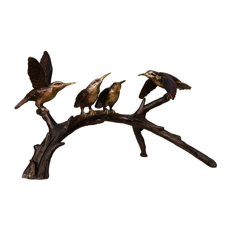 Bronze Table Top Hummingbirds on Branch Sculpture