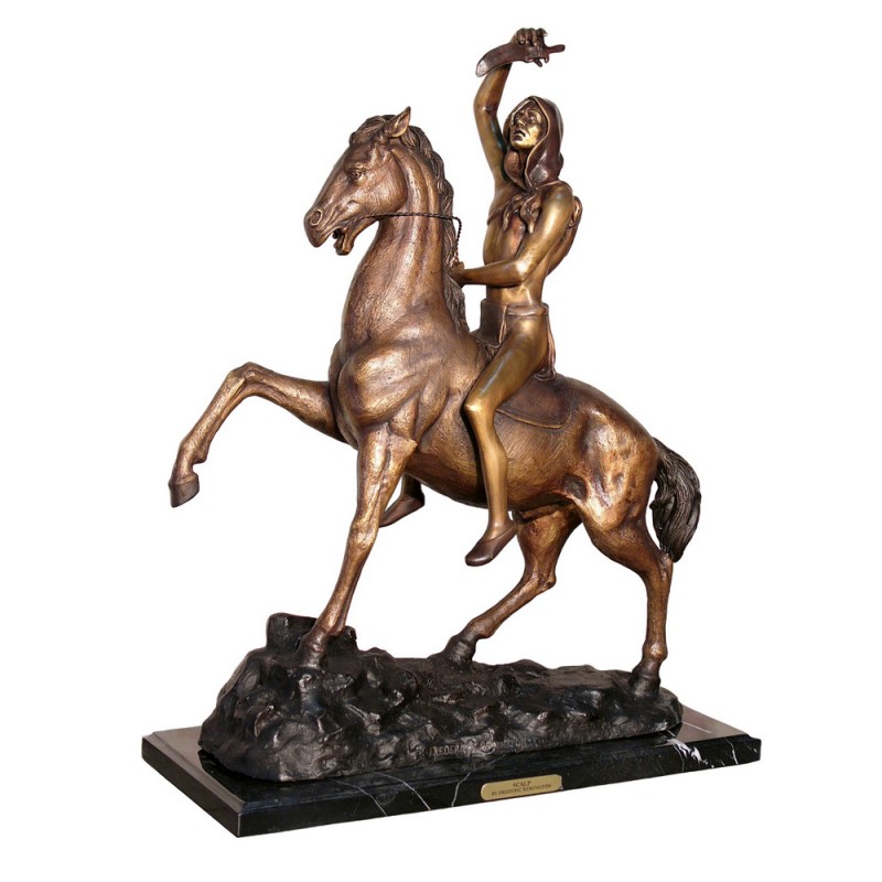 Bronze Table Top Frederick Remington Scalp Sculpture
