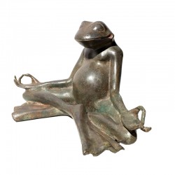 Bronze Table Top Meditating Frog Sculpture