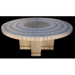 Cross Mosaic Stone Tile Dining Table Base - Shown with Optional Mosaic Table Top
