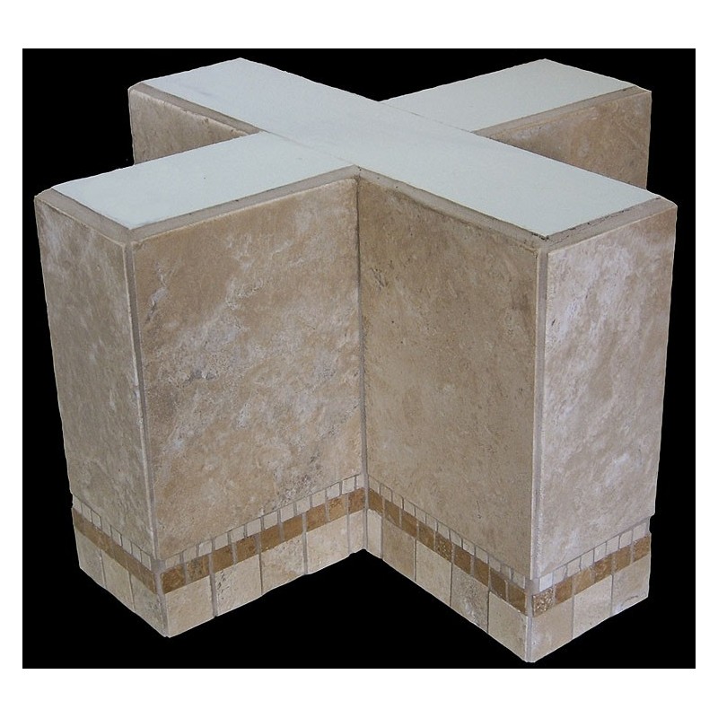Cross Mosaic Stone Tile Counter Height Table Base