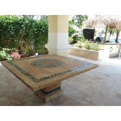 Troy Square Mosaic Stone Tile Bar Height Table Base - Shown with Optional Mosaic Table Top