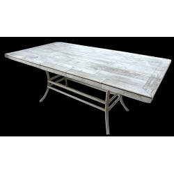 Katy Aluminum Rectangle Dining Table Base - Shown with optional table top.