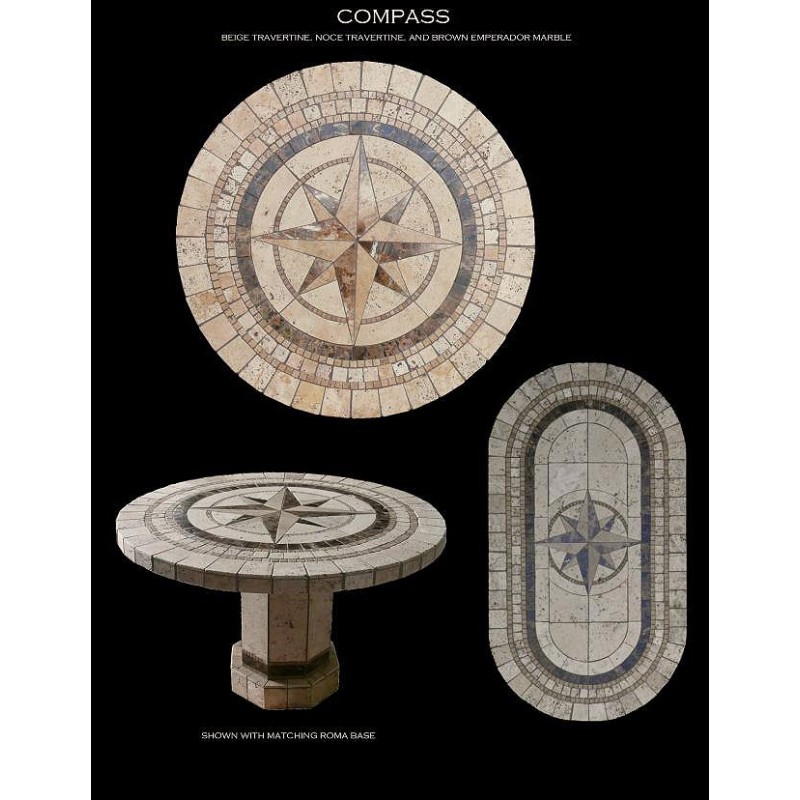 Compass Mosaic Stone Tile Table Top
