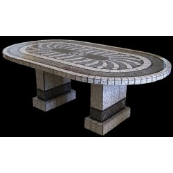 Grey North Star Mosaic Table Top - Shown with Optional Matching Pompeii Table Base Set