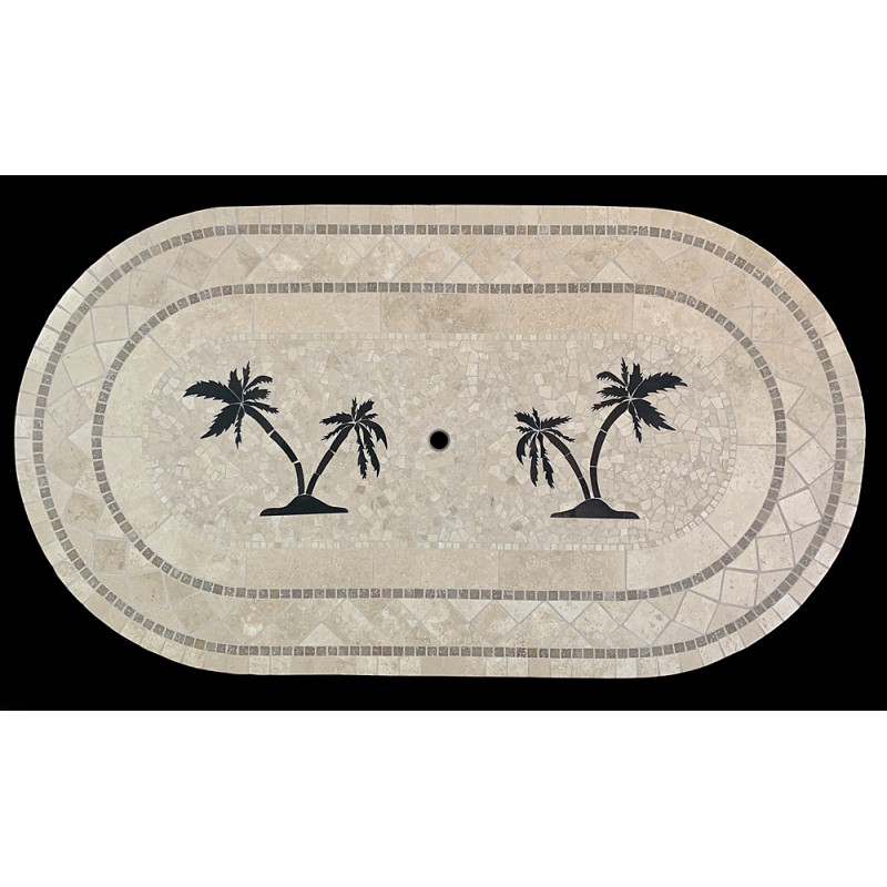 Double Palm Tree Mosaic Table Top