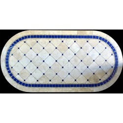 Azul Mosaic Table Top shown in Racetrack Oval Shape