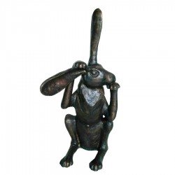 Bronze Pondering Bunny Rabbit Sculpture