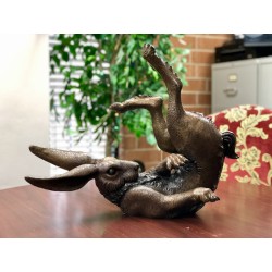 Bronze Tumbling Bunny Rabbit Sculpture