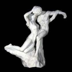 Marble Lovers Fountain Sculpture - White Marble