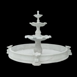 Marble Three Tier Fountain with Round Basin