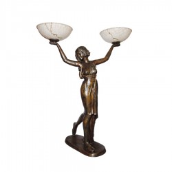 Bronze Art Deco ‘Stella’ holding Lamps Torchiere