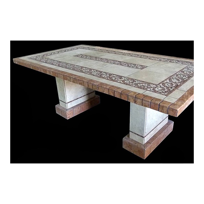 Claredon Stone Tile Dining Table with Pompeii Table Base Set