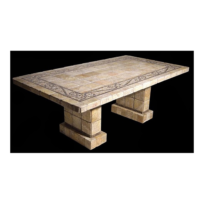 Ramses Stone Tile Dining Table with Matching Pompeii Table Base Set