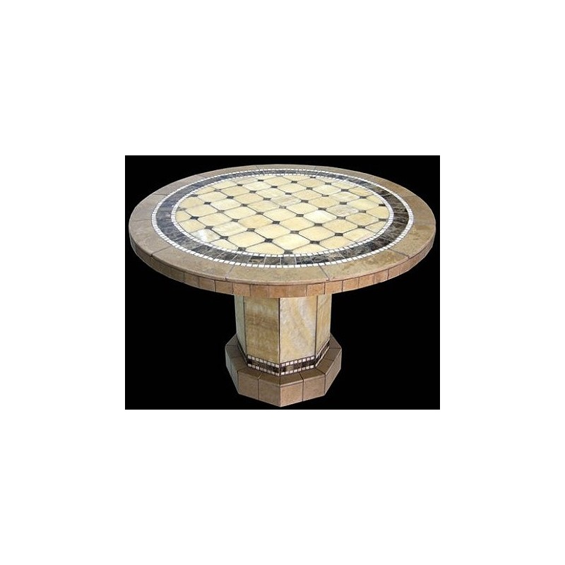 Alameda Round Stone Tile Dining Table with Roma Table Base