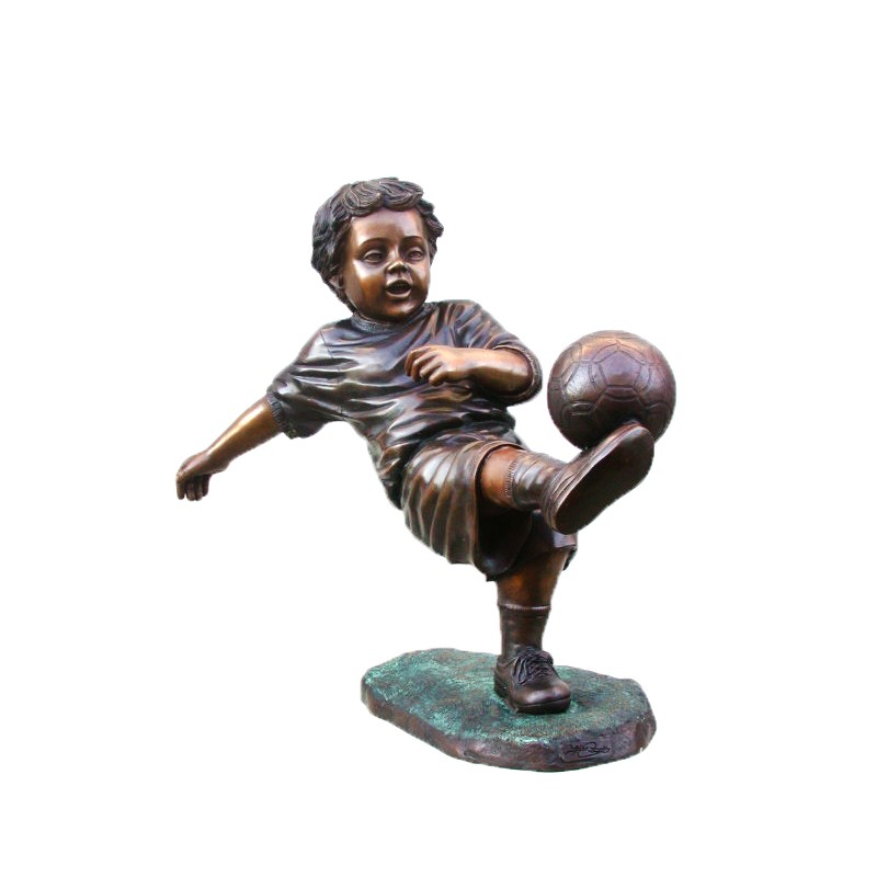 Bronze Boy Playing Soccer Sculpture