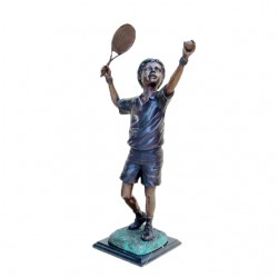 Bronze Boy Playing Tennis Sculpture