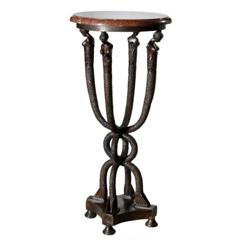 Bronze Pedestal Table & Marble Surface