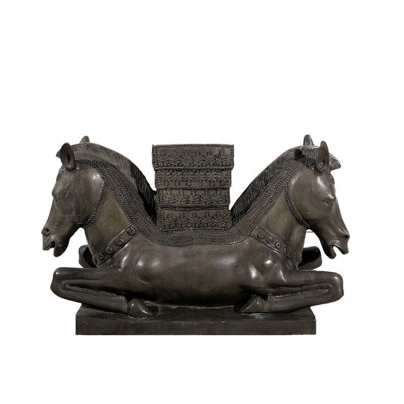 Bronze Horse Head Coffee Table Base Sculpture