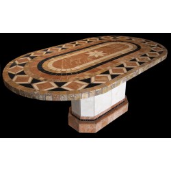 Bellagio Racetrack Oval Stone Tile Dining Table