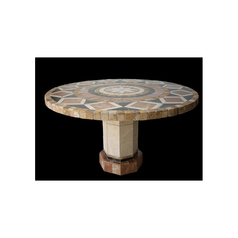 Bellagio Round Stone Tile Dining Table