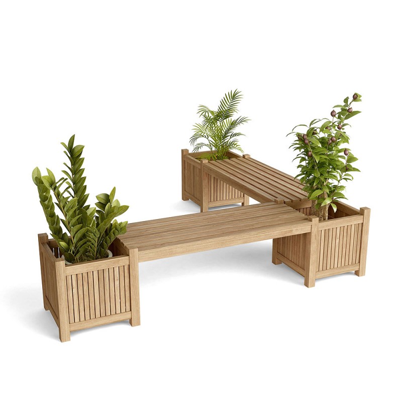 Planter Teak Bench (2 bench + 3 planter box)