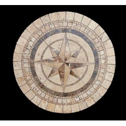 Compass Stone Tile Dining Table - Table Top View