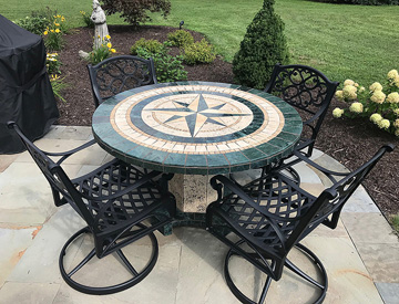Green Compass Mosaic Table Top